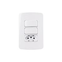 Interruptor Paralelo Duplo 10a E Tomada 2p+t 10a Margirius B3 Com Placa 4x2 Branco - 1