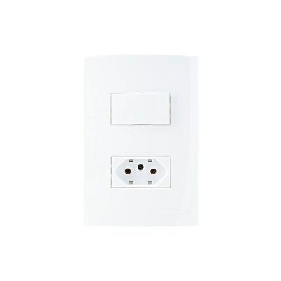 Interruptor Paralelo 10a E Tomada 2p+t 10a Margirius Sleek Com Placa 4x2 Branco