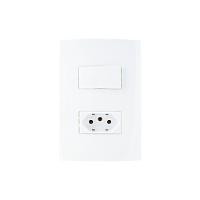 Interruptor Paralelo 10a E Tomada 2p+t 10a Margirius Sleek Com Placa 4x2 Branco - 1