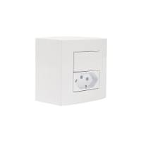 Caixa De Sobrepor 75x75 Com Interruptor Simples 10a E Tomada 2p+t 10a Margirius Sleek Branca - 1