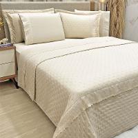 Kit Cobre Leito E Lençol King Melody Dupla Face 7 Peças - Palha - 100% Poliéster - 2