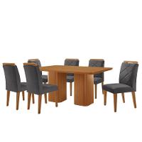 Mesa Eloise 180cm Mdf Laminado 6 Cadeiras Mels=issa Veludo Grafite/naturalle Laminado - 2