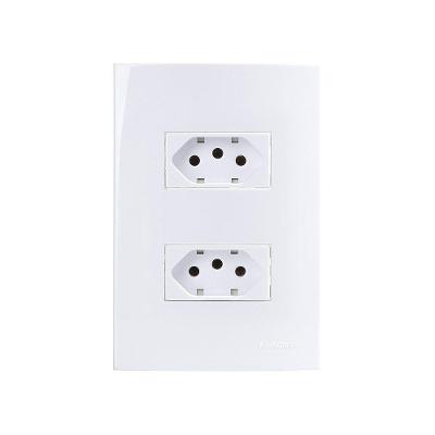 Tomada Dupla Margirius Sleek 2p+t 10a Com Placa 4x2 Branca