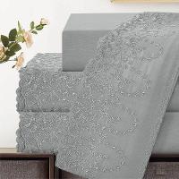 Jogo De Cama Lençol King Desirre 4 Peças - Cinza - 100% Poliéster - 5