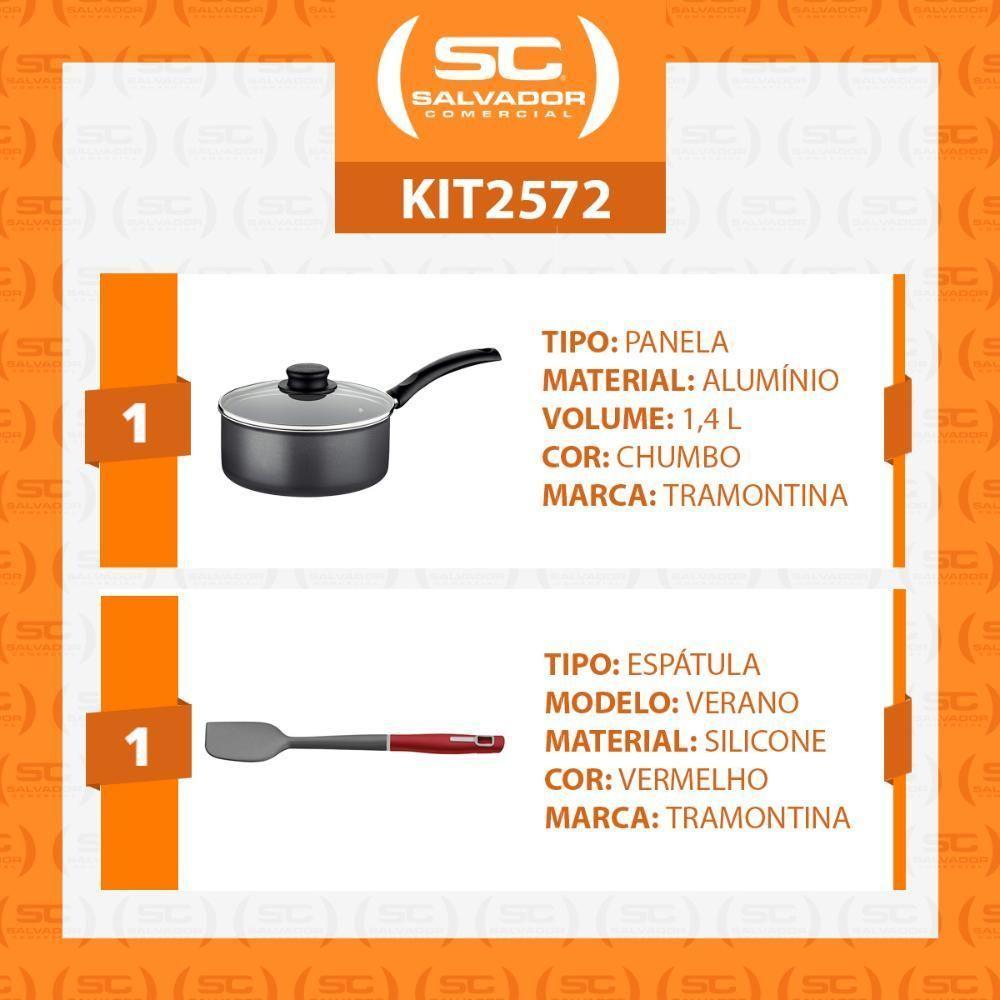 Panela Turim Alumínio Chumbo Antiaderente 16cm 1,4l Ptc + Espátula - Tramontina - 2