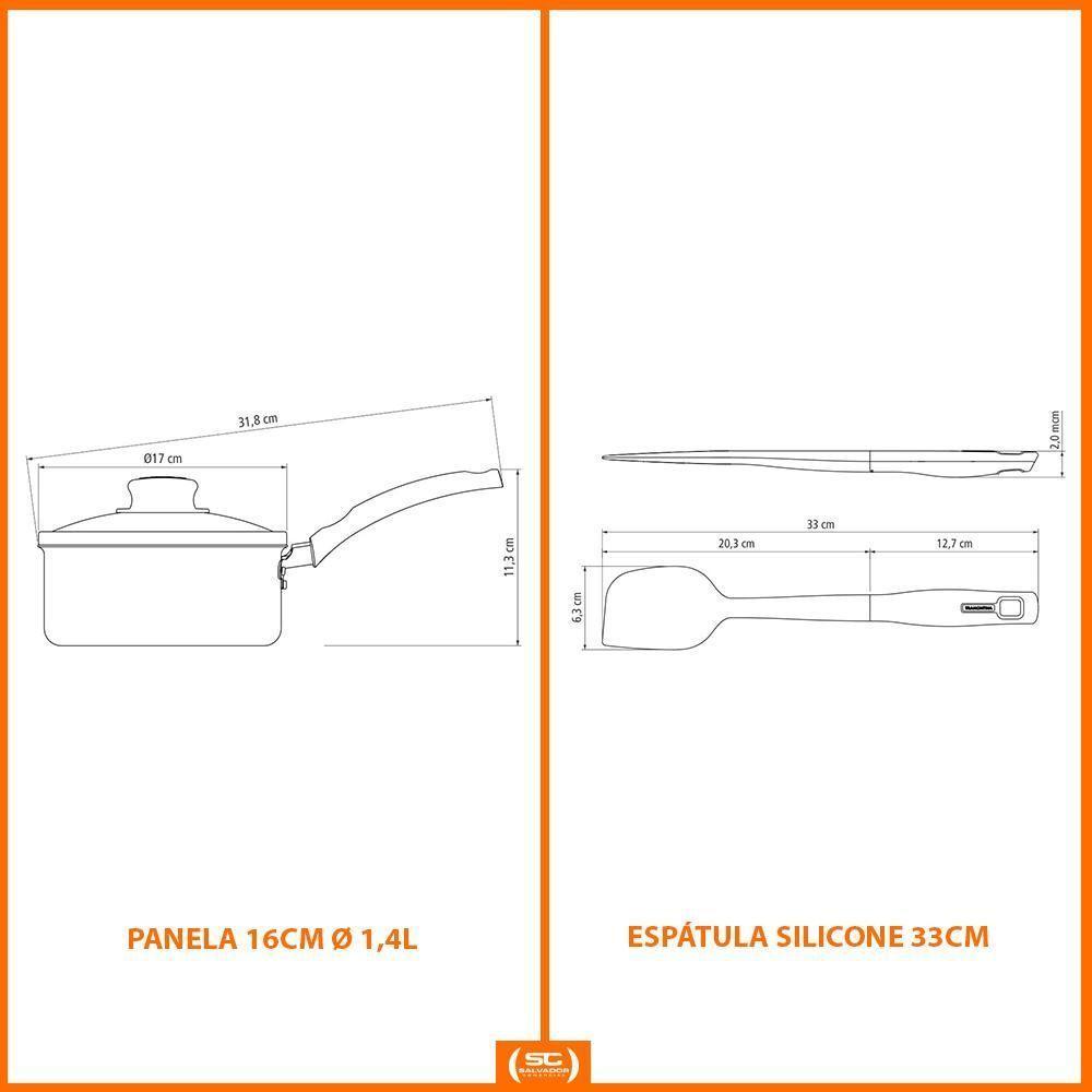 Panela Turim Alumínio Chumbo Antiaderente 16cm 1,4l Ptc + Espátula - Tramontina - 3