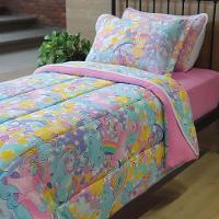 Kit Coordenado Edredom Com Lençol Solteiro Mymo - Unicornio - 100% Algodão - 2