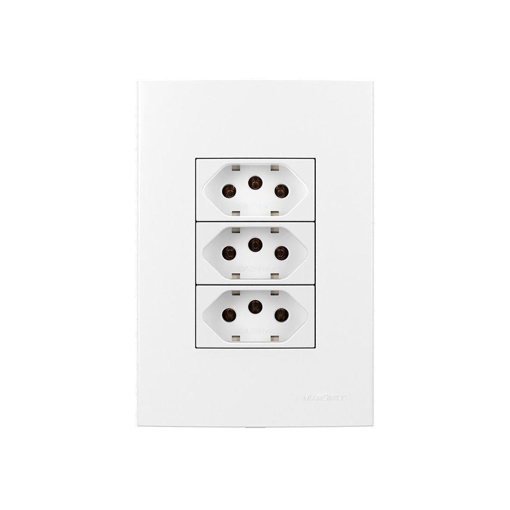 Tomada Tripla Margirius Sleek 2p+t 20a Com Placa 4x2 Branca - 1