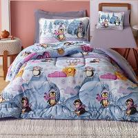 Kit Coordenado Edredom Com Lençol Solteiro Mymo - Pinguim - 100% Algodão - 1