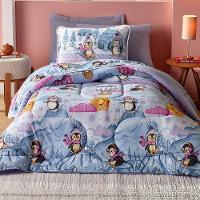 Kit Coordenado Edredom Com Lençol Solteiro Mymo - Pinguim - 100% Algodão - 2