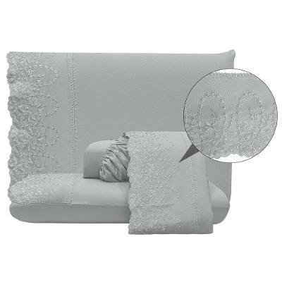 Jogo De Cama Lençol Casal Desirre 4 Peças - Cinza - 100% Poliéster