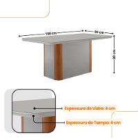 Mesa Isadora 180cm Mdf Vidro E 6 Cadeiras Melissa Veludo Creme /off /naturale /serig Off Com Vidro