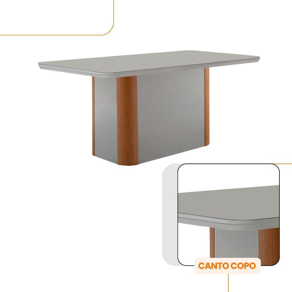 Mesa Isadora 180cm Mdf Vidro E 6 Cadeiras Melissa Vel Marrom /off /naturale /serig Off Com Vidro - 5