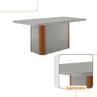 Mesa Isadora 180cm Mdf Vidro E 6 Cadeiras Melissa Vel Marrom /off /naturale /serig Off Com Vidro - 5
