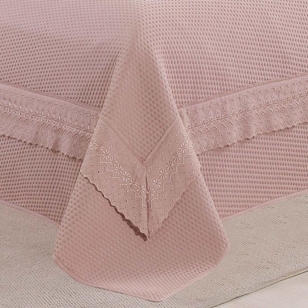 Kit Cobre Leito Colcha Jovial King Dupla Face 3 Peças - Rosê - 100% Poliéster - 3