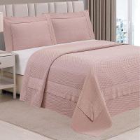 Kit Cobre Leito Colcha Jovial King Dupla Face 3 Peças - Rosê - 100% Poliéster - 1