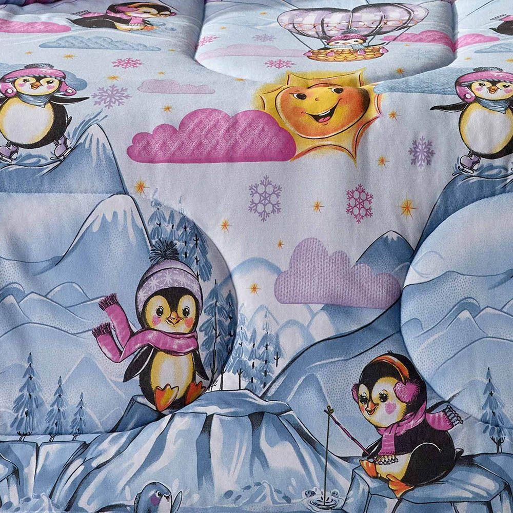 Edredom Mymo Solteiro Dupla Face Malha Pinguim - 100% Algodão - 2