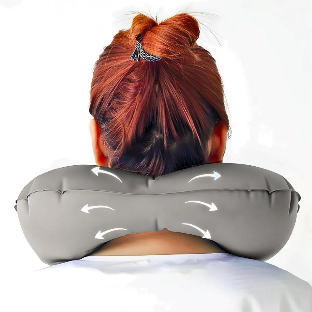Travesseiro Almofada De Pescoço Inflável E Portátil - Cinza - 6