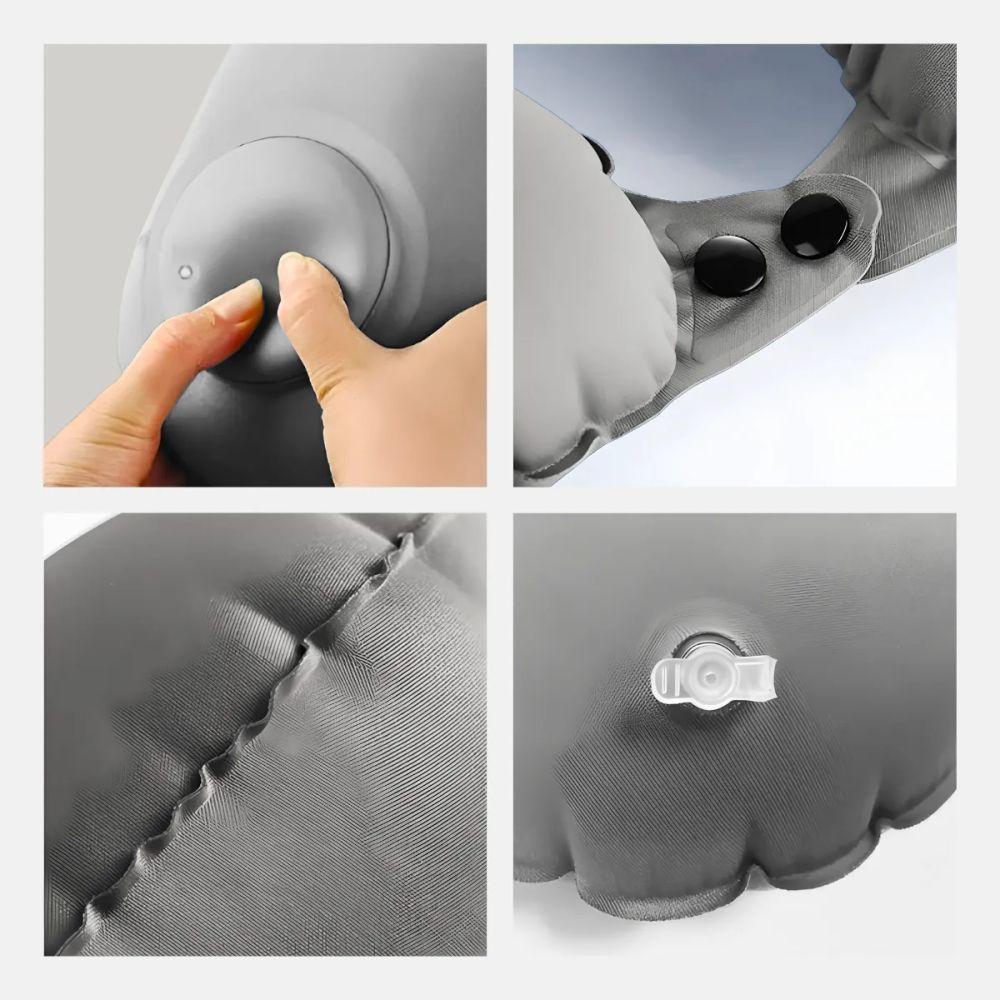 Travesseiro Almofada De Pescoço Inflável E Portátil - Cinza - 8