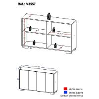 Aparador Buffet 4 Portas Com Pés Quadrados Veneza Multimóveis V3557 Preto/Branco Preto/Branco - 5