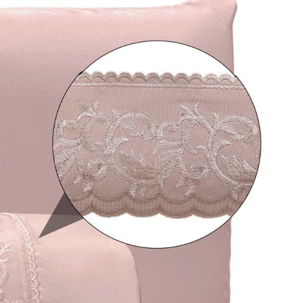 Jogo De Cama Lençol Casal Top Line 4 Peças - Rosê - 100% Poliéster - 2