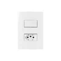 Interruptor Simples 10a E Tomada 2p+t 20a Margirius Sleek Com Placa 4x2 Branco Branco - 1