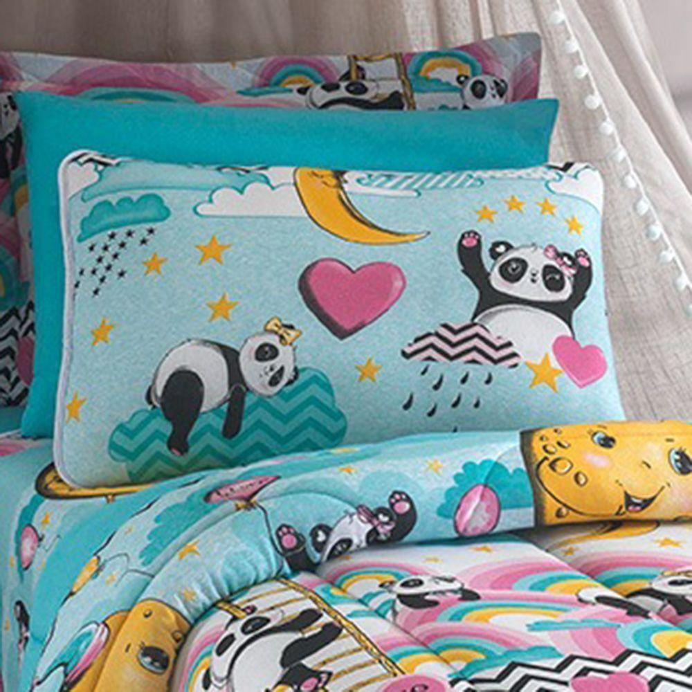 Edredom Mymo Solteiro Dupla Face Malha Panda - 100% Algodão - 2