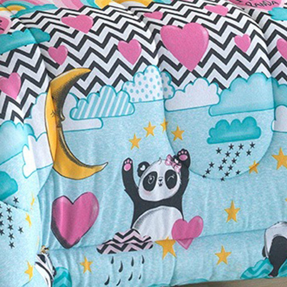 Edredom Mymo Solteiro Dupla Face Malha Panda - 100% Algodão - 3