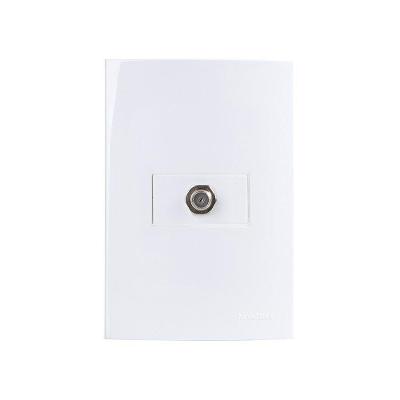 Tomada Antena De Tv Margirius Sleek Para Cabo Coaxial Com Placa 4x2 Branca