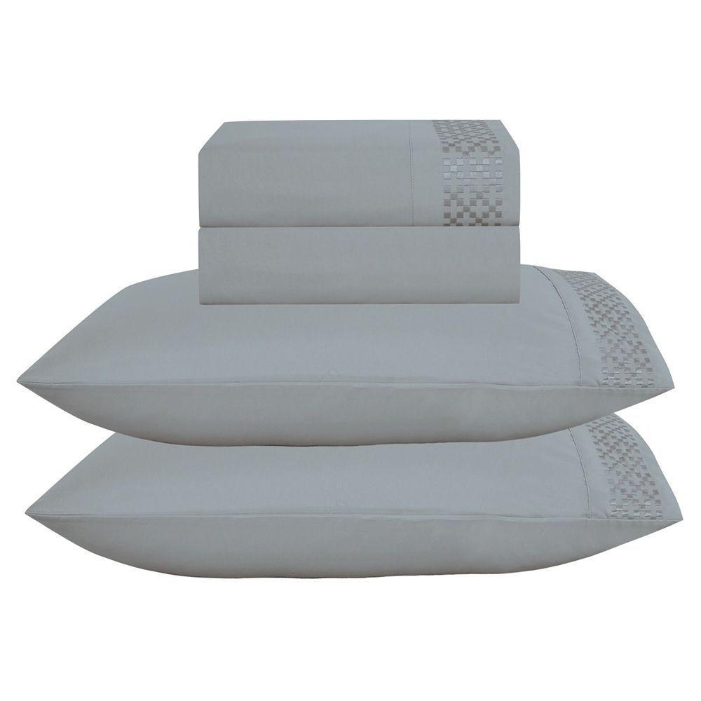 Jogo De Cama Lençol King Eclipse 4 Peças - Cinza - 100% Poliéster - 1