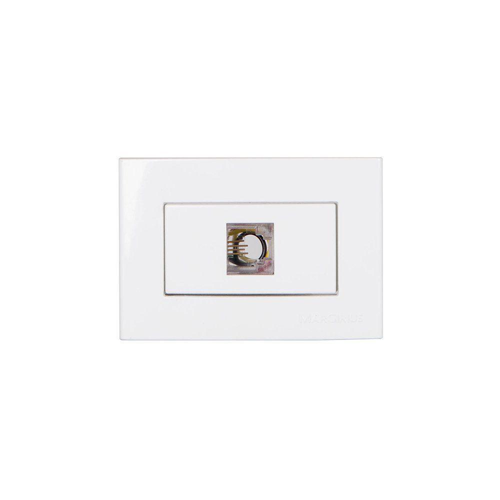 Placa Para Móveis 65x45 Com Tomada Para Telefone Margirius Sleek Rj11 4 Fios Branca - 1