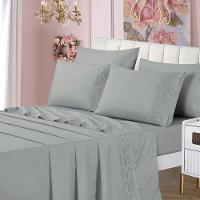 Jogo De Cama Lençol Queen Top Line 4 Peças - Cinza - 100% Poliéster - 2