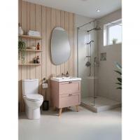 Gabinete Para Banheiro Com Cuba E Espelho Organico 60cm Retro Mdf Rosa Milano - On Móveis - 5