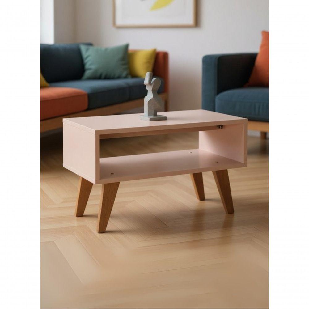 Mesa De Centro Retro 60cm Mdf Rosa - On Móveis - 1
