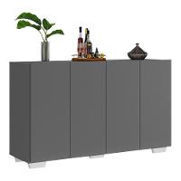 Aparador Buffet 4 Portas Com Pés Quadrados Veneza Multimóveis V3557 Grafite/Branco Grafite/Branco - 1