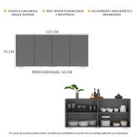 Aparador Buffet 4 Portas Com Pés Quadrados Veneza Multimóveis V3557 Grafite/Branco Grafite/Branco - 5