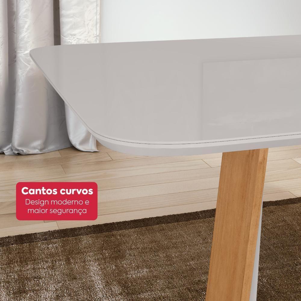 Mesa De Jantar Retangular 6 Lugares 170 Tampo Mdf/vidro Easy Pop Amendoa/off White - 5