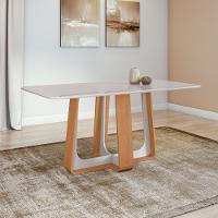 Mesa De Jantar Retangular 6 Lugares 170 Tampo Mdf/vidro Easy Pop Amendoa/off White - 1