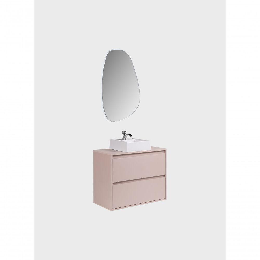 Gabinete Para Banheiro Com Cuba E Espelheira Organica 80cm Mdf Rosa Dubai - On Móveis - 5