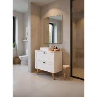 Gabinete Para Banheiro Com Tampo Cuba E Espelho 80cm Retro Mdf Branco Milano - On Móveis - 10