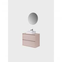 Gabinete Para Banheiro Com Cuba E Espelho Redondo 80cm Mdf Rosa Dubai - On Móveis - 5
