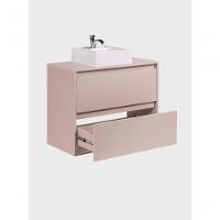 Gabinete Para Banheiro Com Cuba E Espelho Redondo 80cm Mdf Rosa Dubai - On Móveis - 8