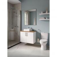 Gabinete Para Banheiro Com Cuba E Espelho 80cm Mdf Freijo Com Branco Paris - On Móveis