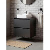 Gabinete Para Banheiro Com Cuba E Espelho Redondo 60cm Mdf Grafite Dubai - On Móveis - 2