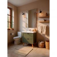 Gabinete Para Banheiro Com Cuba E Espelho 60cm Retro Mdf Verde Milano - On Móveis - 5