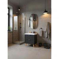 Gabinete Para Banheiro Com Cuba E Espelho Organico 60cm Retro Mdf Grafite Milano - On Móveis - 5