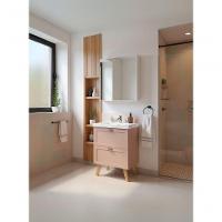 Gabinete Para Banheiro Com Cuba E Armario 60cm Retro Mdf Rosa Milano - On Móveis - 1