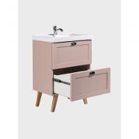 Gabinete Para Banheiro Com Cuba E Armario 60cm Retro Mdf Rosa Milano - On Móveis - 9