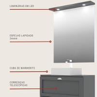 Gabinete Para Banheiro Com Tampo Cuba E Espelho 80cm Retro Mdf Grafite Milano - On Móveis - 5