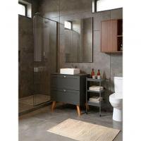 Gabinete Para Banheiro Com Tampo Cuba E Espelho 80cm Retro Mdf Grafite Milano - On Móveis - 8